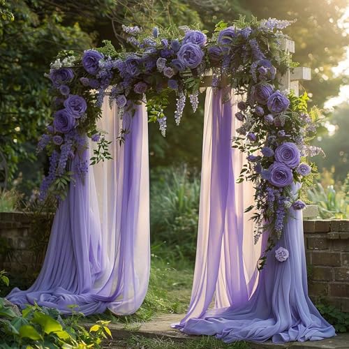 0.75x8M Hochzeitsbogen Traubogen Vorhang Hochzeit Tüll Deko Bogen Schärpen für Hochzeitsdekoration Fotografie Party Hochzeit Torbogen Zeremonie Stuhl Dekoration (Dunkelviolett) von Rouhuhura