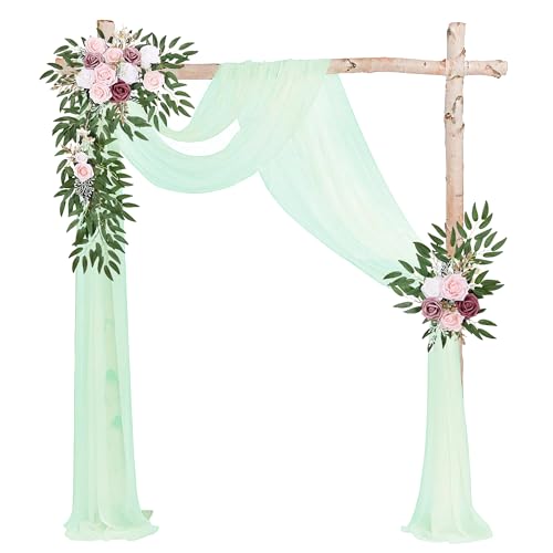 0.75x8M Hochzeitsbogen Traubogen Vorhang Hochzeit Tüll Deko Bogen Schärpen für Hochzeitsdekoration Fotografie Party Hochzeit Torbogen Zeremonie Stuhl Dekoration (Hellgrün) von Rouhuhura