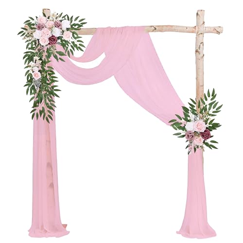 0.75x8M Hochzeitsbogen Traubogen Vorhang Hochzeit Tüll Deko Bogen Schärpen für Hochzeitsdekoration Fotografie Party Hochzeit Torbogen Zeremonie Stuhl Dekoration (Rosa) von Rouhuhura
