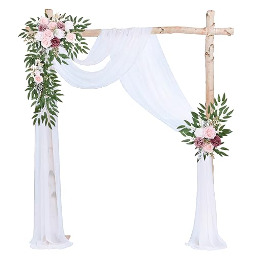 0.75x8M Hochzeitsbogen Traubogen Vorhang Hochzeit Tüll Deko Bogen Schärpen für Hochzeitsdekoration Fotografie Party Hochzeit Torbogen Zeremonie Stuhl Dekoration (Weiß) von Rouhuhura