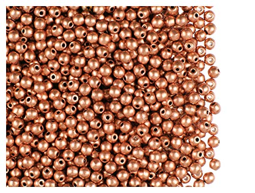 Round Beads 100 Stück 3mm Tschechische Runde Druckperlen, Vintage Copper von Round Beads