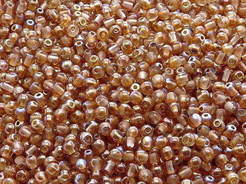 Round Beads 100 Stück Runde 3mm, Tschechische Gepresste Glasperlen, Crystal Orange Rainbow von Round Beads