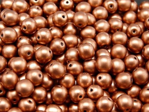 Round Beads 50 Stück Tschechische Glasperlen Gepresst Druck, Runde 6mm Crystal Bronze Vintage Copper von Round Beads