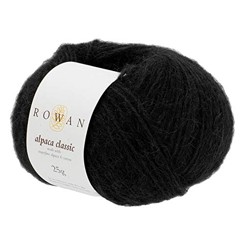 Rowan 9802214-00103 Handstrickgarn, 57% Alpaka, 43% Baumwolle, Noir, 6,4cm x 6,4cm x 11cm, 120 Meter von Rowan