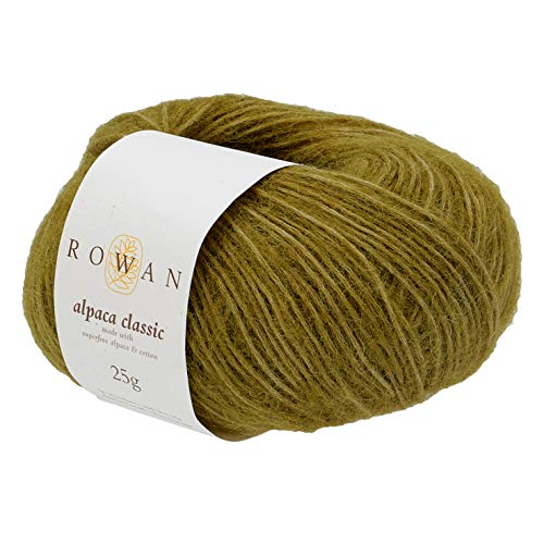 Rowan 9802214-00111 Handstrickgarn, 57% Alpaka, 43% Baumwolle, Green Moss, 6,4cm x 6,4cm x 11cm, 120 Meter von Rowan