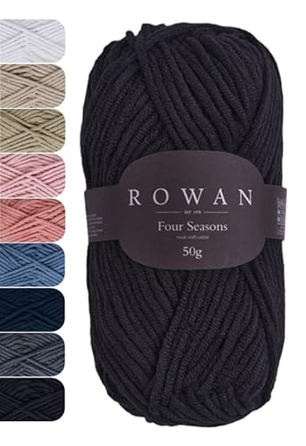 Rowan Four Seasons | Baumwollgarn schwarz Nadelstärke 5 | zum Häkeln und Stricken | 60% Baumwolle, 40% Polyacryl (09 Luna) von Rowan