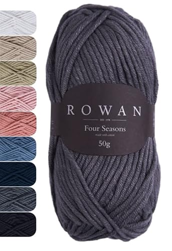 Rowan Wolle Four Seasons | Baumwollgarn anthrazit Nadelstärke 5 | zum Häkeln und Stricken | 60% Baumwolle, 40% Polyacryl (03 Cloudy) von Rowan