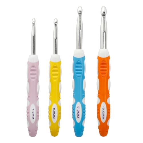 Großes Häkelnadel-Set, 4 Stück, extra lang, ergonomisch, rutschfester Gummigriff, Häkelnadeln für dickes Garn, 7,0 mm, 8,0 mm, 9,0 mm, 10,0 mm, DIY-Garn, Häkelwerkzeuge für Anfänger und Experten Großes Häkelnadel-Set, 4 Stück, extra lang, ergonomisch, rutschfester Gummigriff, Häkelnadeln für dickes Garn, 7,0 mm, 8,0 mm, 9,0 mm, 10,0 mm, DIY-Garn, Häkelwerkzeuge für Anfänger und Experten von Rowbaty