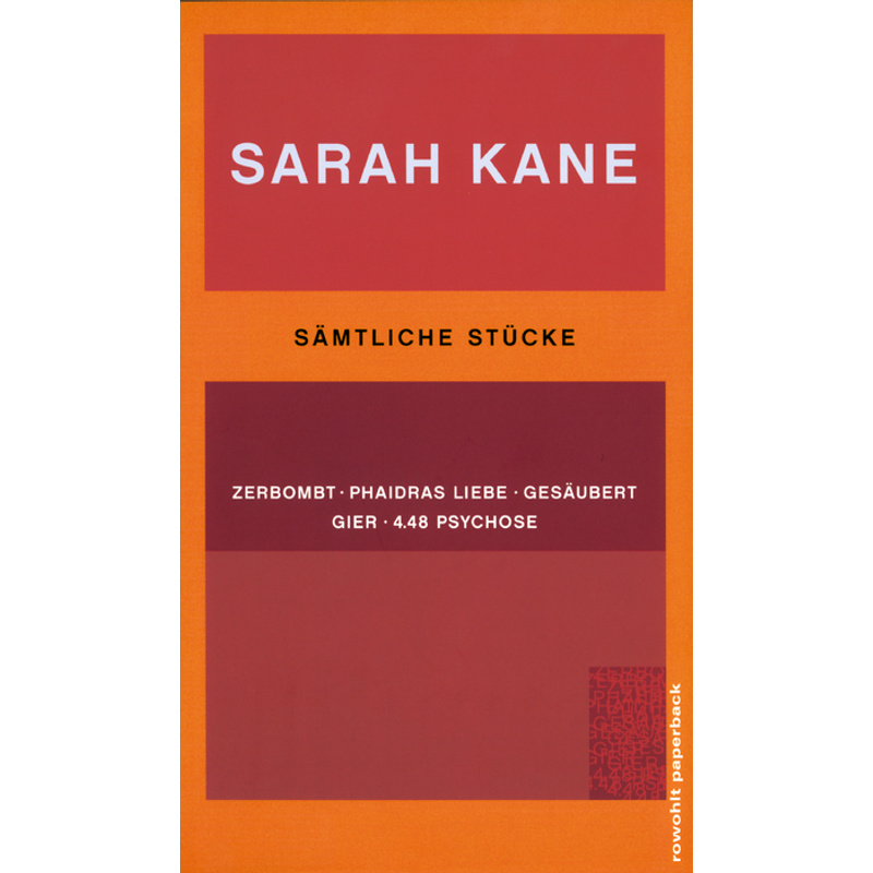 Sämtliche Stücke - Sarah Kane, Taschenbuch von Rowohlt TB.