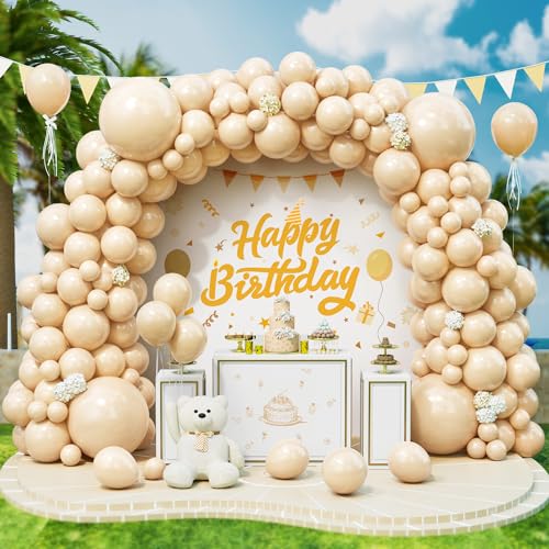 Roxistar Luftballons Aprikose, 143 Stück 5 9 12 18 Zoll Apricot Helium Latex Luftballon Vintage Beige Nude Ballonbogen Girlande Kit für Mädchen Frauen Geburtstag Hochzeit Babyparty Party Dekorationen von Roxistar