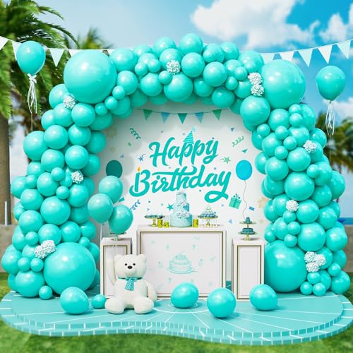 Roxistar Luftballons Tiffany, 143 Stück 5 9 12 18 Zoll Türkis Blau Latex Luftballon Ballonbogen Girlande Kit für Mädchen Frauen Jungen Deko Geburtstag Party Hochzeit Brautdusche Kommunion Jubiläum von Roxistar