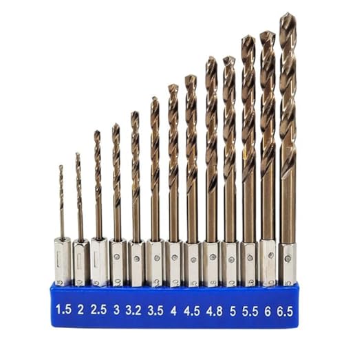 Roxvue 5% -Bohrersatz mit Sechskantschaft, Metrisch (1,5-6,5 mm/13-Teilig), Geeignet für Edelstahl, Gusseisen, Hartmetall von Roxvue