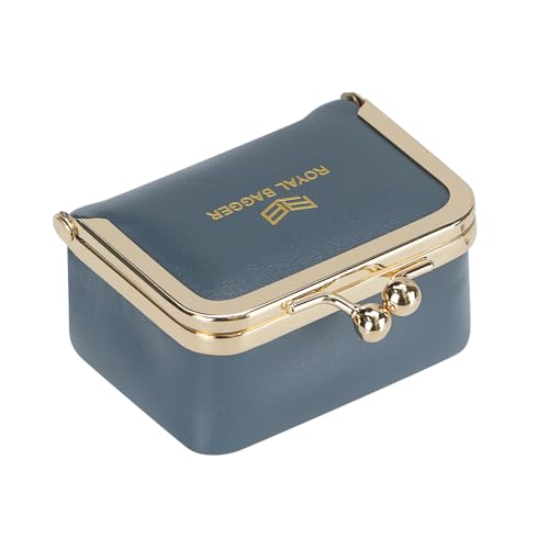 Royal Bagger Große Größe, Mini-Schmuckschatulle aus echtem Leder, Ring- und Halskettenaufbewahrung, Retro-Münzgeldbörse mit Kussschloss für Damen, 4894 (blau) von Royal Bagger