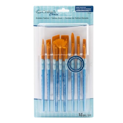 Royal Brush Crafter's Choice Taklon-Pinsel, goldfarben, 15 Stück von Royal & Langnickel