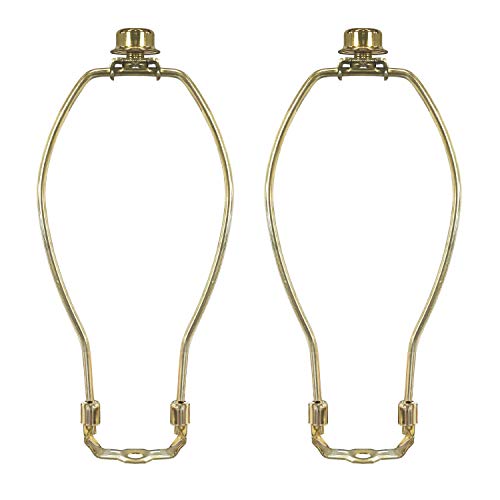 Lampe im Harfen-Design von Royal Designs, Kreuzblumen- und Harfen-Lampe-Halterset, aus poliertem Messing, poliertes Messing, 9.5" von Royal Designs, Inc.