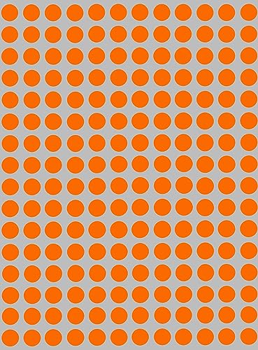 Aufkleber Neon Orange 8 mm runde Sticker – 0,8 cm Klebepunkte 2520 Stück von Royal Green von Royal Green
