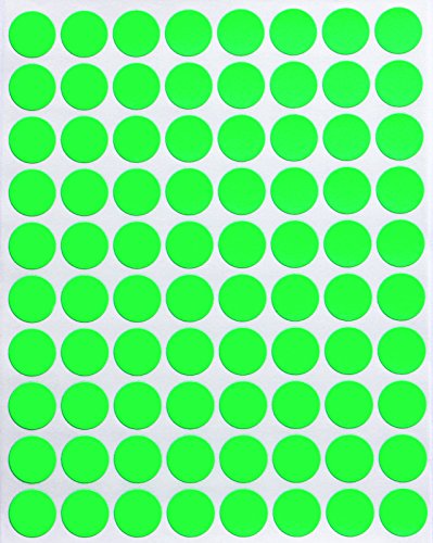 Farbcodierung Etiketten Neon Grün 13mm runde Aufkleber – 1,3cm Klebepunkte 1200 Stück von Royal Green von Royal Green