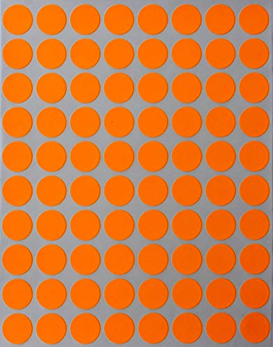 Farbcodierung Etiketten Neon Orange 13mm runde Aufkleber – 1,3cm Klebepunkte 1200 Stück von Royal Green von Royal Green