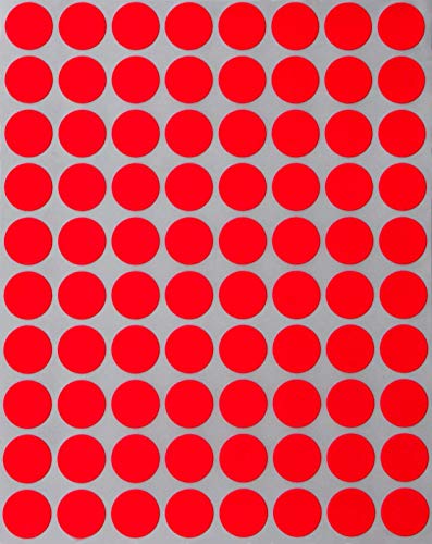 Farbcodierung Etiketten Neon Rot 13mm runde Aufkleber – 1,3cm Klebepunkte 1200 Stück von Royal Green von Royal Green