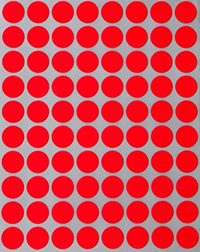 Farbcodierung Etiketten Neon Rot 13mm runde Aufkleber – 1,3cm Klebepunkte 1200 Stück von Royal Green von Royal Green