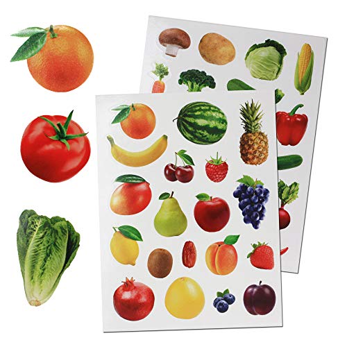 Royal Green Obst- und Gemüseaufkleber für Kunst und Handwerk, permanente Klebeetiketten für Lehrer, Klassenzimmer, Lernen, 190 Stück von Royal Green