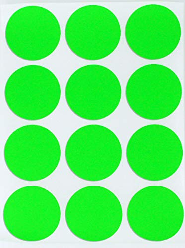 Royal Green Runde neongrüne Punktetiketten, 38 mm, fluoreszierende Farbkodierungsaufkleber, 60 Stück von Royal Green
