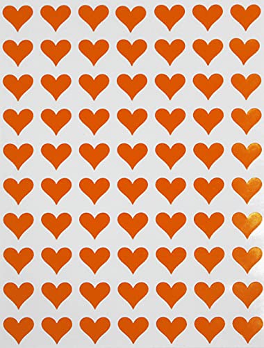 Royal Green Herzaufkleber 1,3 cm 1/2 – Herz-Geschenk-Etiketten orange Aufkleber für Schreibwaren und Dekoration (13 mm) – 1050 Stück von Royal Green