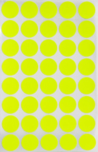 Royal Green Runde Blanko-Aufkleber, Farbcodierungsetiketten für Inventar und Etiketten, Preispunkte, 1,9 cm, 2000 Stück (Neongelb) von Royal Green