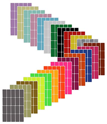 Sticker Bunt 40 mm x 19 mm Aufkleber - 4 cm x 1,9 cm viereckige Etiketten 480 Stück von Royal Green von Royal Green