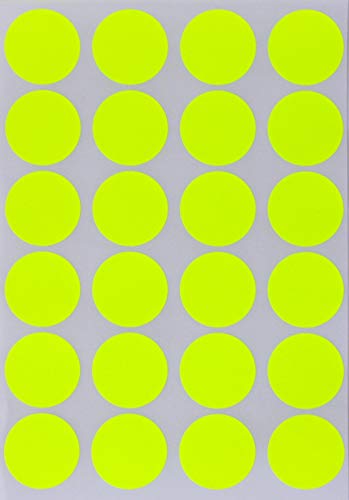 Sticker Neon Gelb 25 mm runde Punkt Klebepunkte – in verschiedenen Farben Größe 2,5 cm Durchmesser Aufkleber 360 Vorteilspack von Royal Green von Royal Green