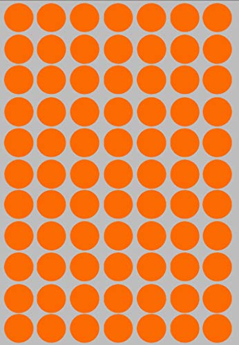 Sticker Neon Orange 15 mm runde Aufkleber – 1,5 cm Klebepunkte 770 Stück von Royal Green von Royal Green