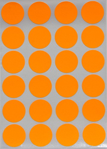Sticker Neon Orange 25 mm runde Aufkleber – 2,5 cm Klebepunkte 1200 Stück von Royal Green von Royal Green