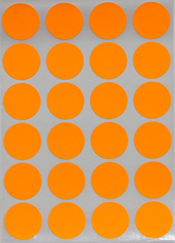 Sticker Neon Orange 25 mm runde Aufkleber – 2,5 cm Klebepunkte 1200 Stück von Royal Green von Royal Green