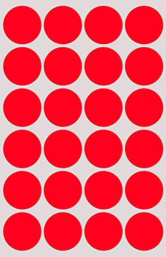 Sticker Neon Rot 25 mm runde Aufkleber – 2,5 cm Klebepunkte 1200 Stück von Royal Green von Royal Green