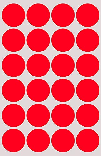 Sticker Neon Rot 25 mm runde Aufkleber – 2,5 cm Klebepunkte 1200 Stück von Royal Green von Royal Green