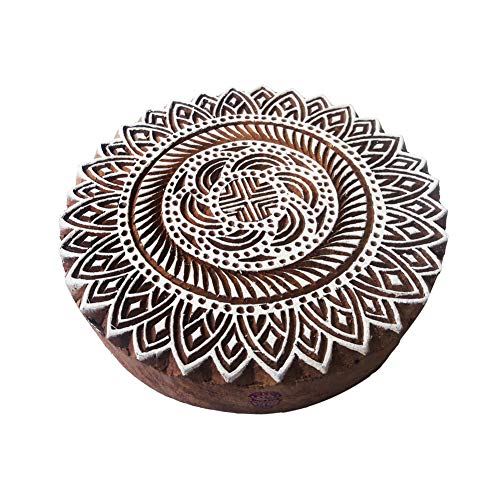 6 Inch Kreativ Drucken Stempel Groß Mandala Runden Design Großer Holz Blöcke von Royal Kraft