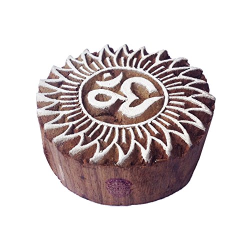 Royal Kraft Handgemacht Holzblöcke Runden Om Entwürfe Druck Stempel - DIY Henna Stoff Textil Papier Ton Keramik Blocke Druck Stempel von Royal Kraft