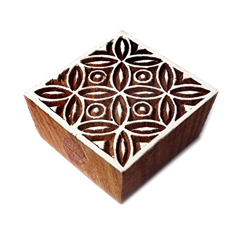 Royal Kraft Handgemacht Quadrat Blumen Design Holz Stempel für Drucken - DIY Henna Stoff Textil Papier Ton Keramik Blocke Druck Stempel von Royal Kraft