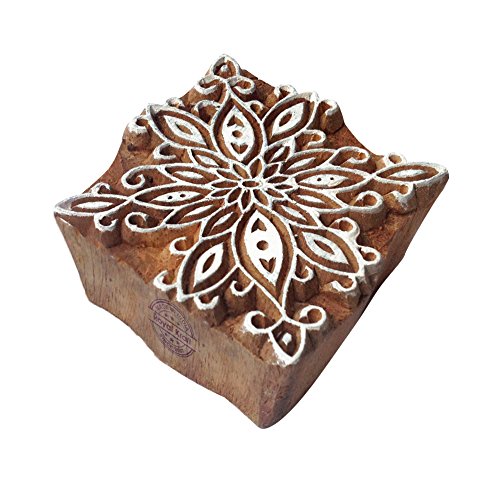 Royal Kraft Indisch Quadrat Blume Design Hölzern Blöck Stempel - DIY Henna Stoff Textil Papier Ton Keramik Blocke Druck Stempel von Royal Kraft