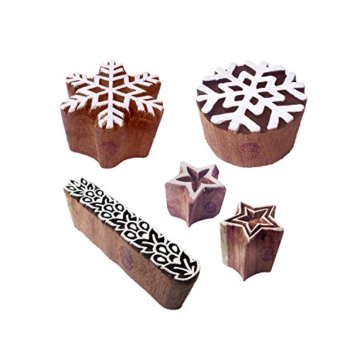 Lehm Holzdruck Städtisch Blumen Designs Blöcke Stempel (Set von 5) von Royal Kraft