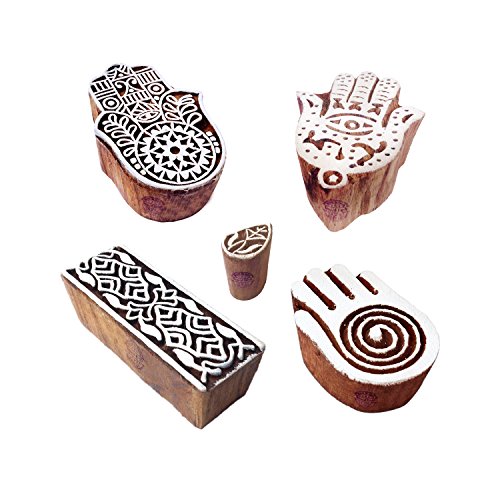 Royal Kraft Original Gestalten Heiler Hand und Hamsa Hand Hölzern Drucken Stempel (Set von 5) von Royal Kraft