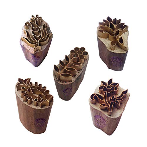 Royal Kraft Blumen Messing Holz Stempel (Set von 5) - DIY Ton, Keramik Blöcke BHtag0007 von Royal Kraft