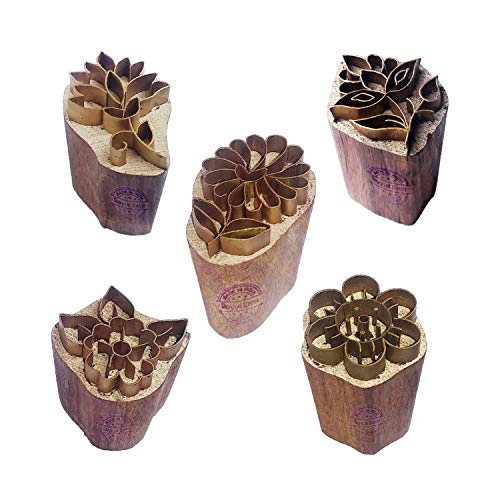 Royal Kraft Blumen Messing Holz Stempel (Set von 5) - DIY Ton, Keramik Blöcke BHtag0010 von Royal Kraft