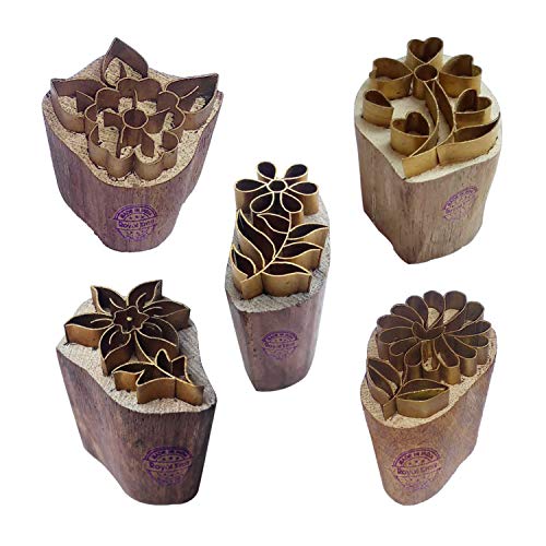 Royal Kraft Blumen Messing Holz Stempel (Set von 5) - DIY Ton, Keramik Blöcke BHtag0019 von Royal Kraft