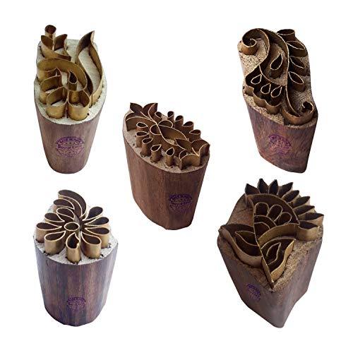Royal Kraft Blumen Messing Holz Stempel (Set von 5) - DIY Ton, Keramik Blöcke BHtag0022 von Royal Kraft