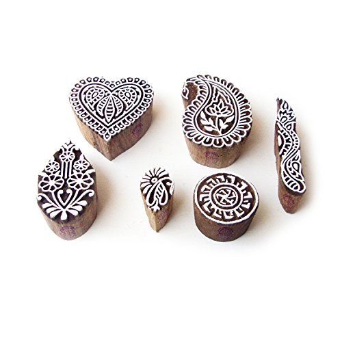 Royal Kraft Herz und Paisley Indisch Muster Hölzern Blöcke Stempel (Set von 6) Htag0701 von Royal Kraft
