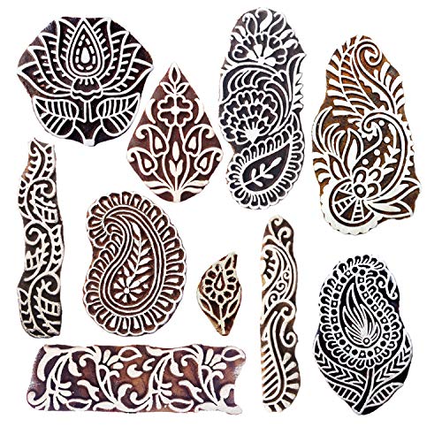 Royal Kraft Holzstempel für Blöcke Drucken auf Textil, Papier, Stoff, Ton, Keramik, Tattoo (Set von 10) MXtag0004 von Royal Kraft