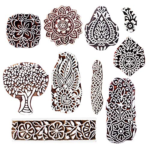 Royal Kraft Holzstempel für Blöcke Drucken auf Textil, Papier, Stoff, Ton, Keramik, Tattoo (Set von 10) MXtag0005 von Royal Kraft