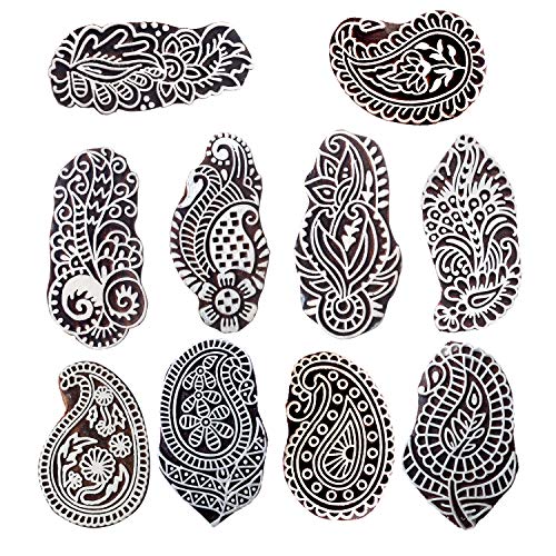 Royal Kraft Holzstempel für Blöcke Drucken auf Textil, Papier, Stoff, Ton, Keramik, Tattoo (Set von 10) MXtag0009 von Royal Kraft