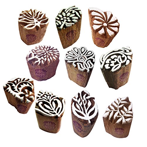 Royal Kraft Lehm Holzstempel Dekorativ Klein Blumen Blatt Designs Drucken Blöcke (Set von 10) von Royal Kraft